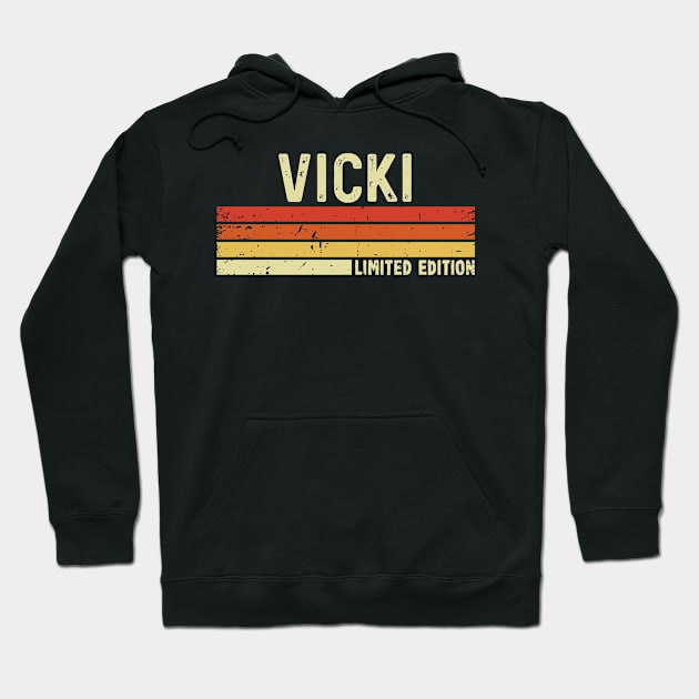 Vicki Name Vintage Retro Limited Edition Gift Hoodie by CoolDesignsDz